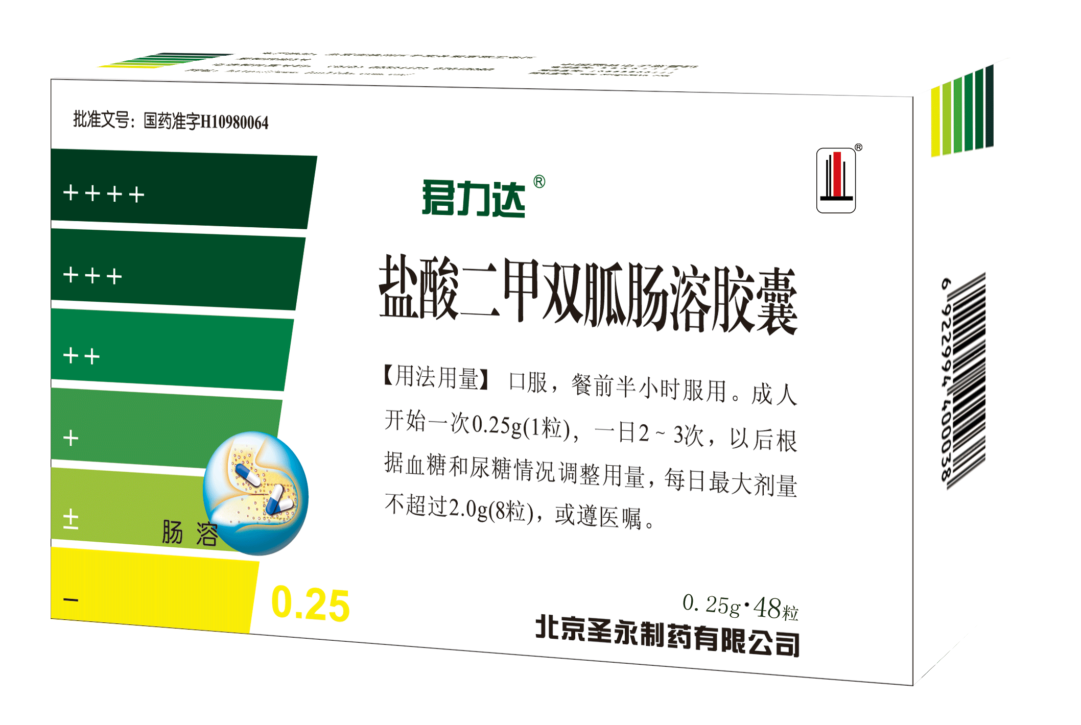 君力达盐酸二甲双胍肠溶胶囊